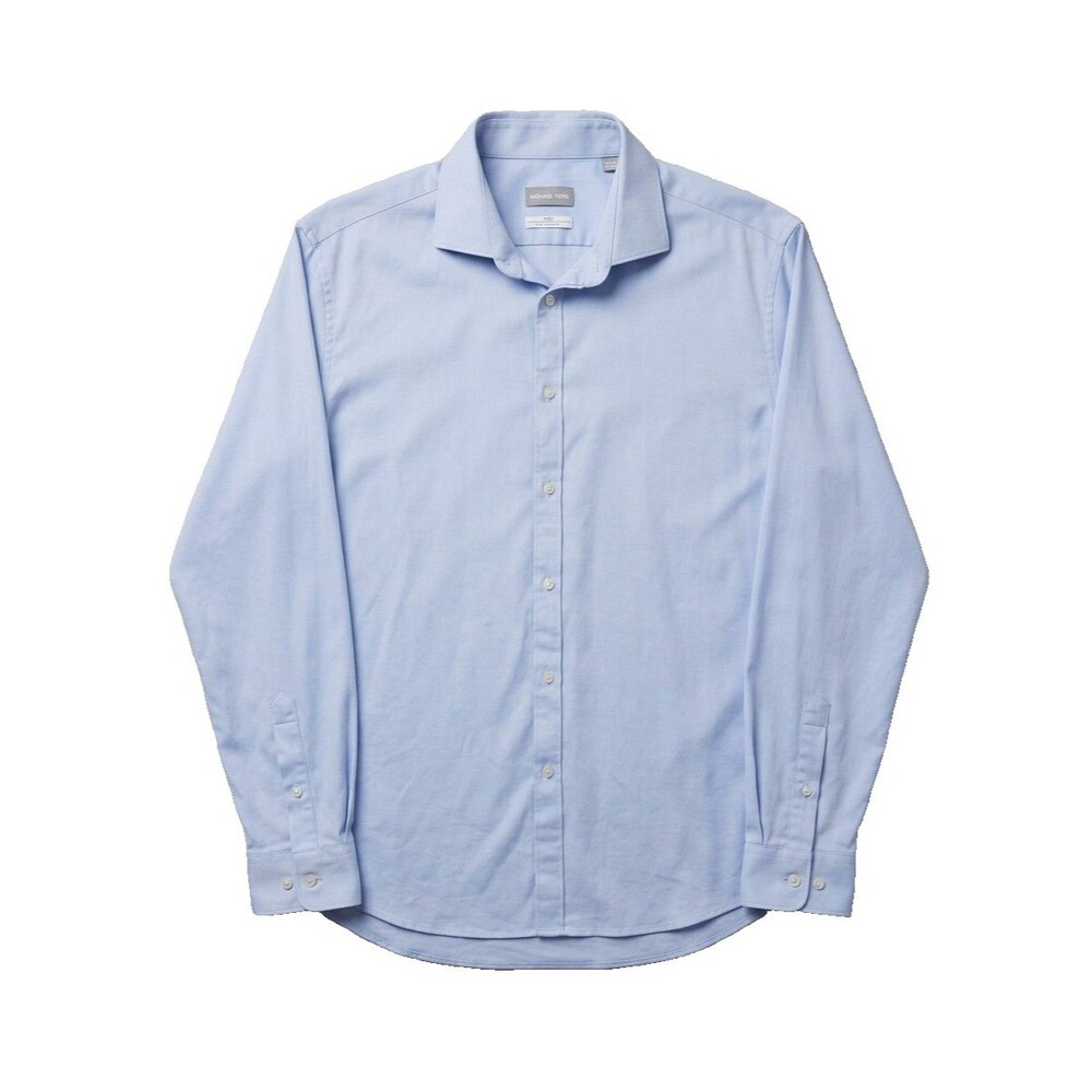 Michael Kors Slim Fit Fine Gauge Knit Dress Shirt Blue Men's Large 17 34/35